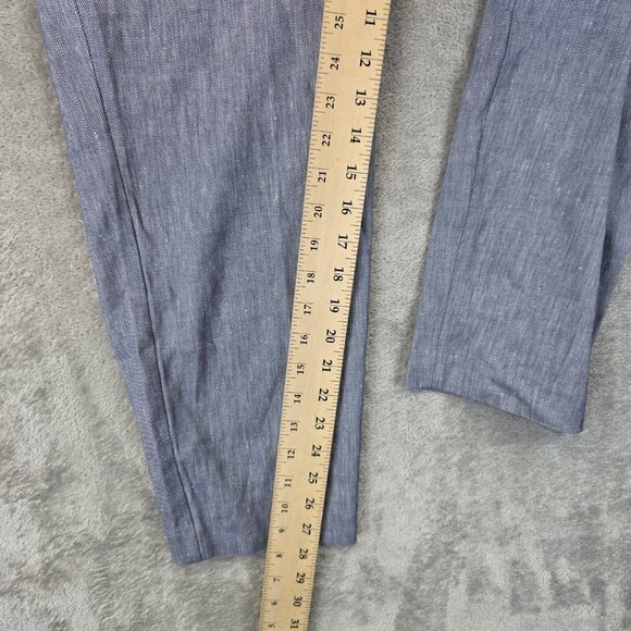 Express Pants Womens Size 12R Blue Ankle High Rise Belted Linen Blend Tapered - Picture 8 of 14